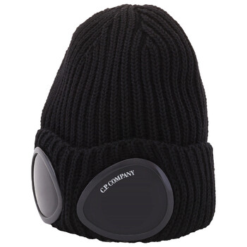 Cp Company Men's Black Wool Goggle Beanie 17CMAC122A-BLACK