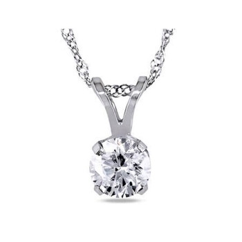 1/2ct TW Lab-Grown Diamond Solitaire Pendant with Chain in 14k White Gold - 17 in (IGI Certified) JMS011583 1/2ct TW Lab-Grown Diamond Solitaire Pendant with Chain in 14k White Gold - 17 in (IGI Certified) JMS011583