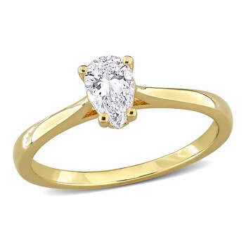 1/2CT TW Pear-Shaped and Round-Cut Lab-Grown Diamond Engagement Ring in Yellow Plated Sterling Silver JMS012015 1/2CT TW Pear-Shaped and Round-Cut Lab-Grown Diamond Engagement Ring in Yellow Plated Sterling Silver JMS012015