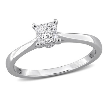 1/2CT TW Princess-Cut Lab-Grown Diamond Solitaire Engagement Ring with Side Accents in Sterling Silver JMS012012 1/2CT TW Princess-Cut Lab-Grown Diamond Solitaire Engagement Ring with Side Accents in Sterling Silver JMS012012