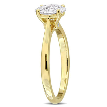 1CT TW Oval-Cut Lab-Grown Diamond Solitaire Engagement Ring with Side Accents in Yellow Plated Sterling Silver