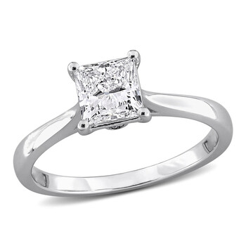 1CT TW Princess-Cut Lab-Grown Diamond Solitaire Engagement Ring with Side Accents in Sterling Silver JMS012011 1CT TW Princess-Cut Lab-Grown Diamond Solitaire Engagement Ring with Side Accents in Sterling Silver JMS012011