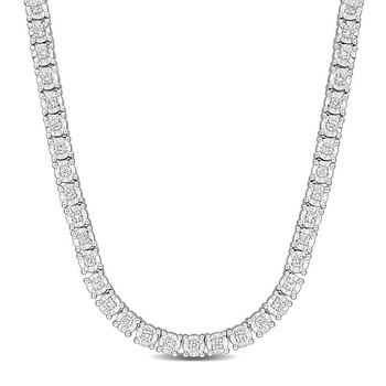 2 4/5 CT TW Lab-Grown Diamond Tennis Necklace in Sterling Silver - 24 in JMS012098