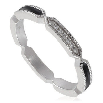 Ladies Silver / Black Black Vibration Ring M14351S5