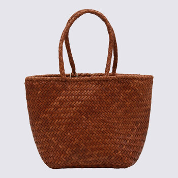 Dark Orange Leather Grace Small Tote 8813TAN