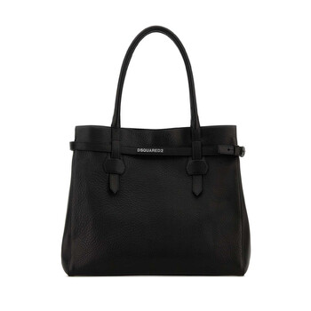 Black Leather Twin Shopping Bag