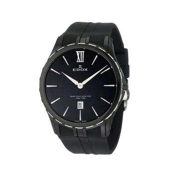Edox Open Box - Edox Grand Ocean Quartz Black Dial Black Leather