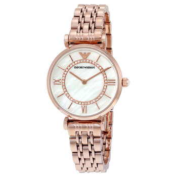 Emporio Armani Greta Quartz Crystal Black Dial Ladies Watch