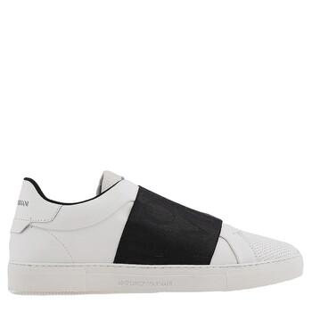 Emporio Armani Logo Elastic Band Leather Sneakers, Brand
