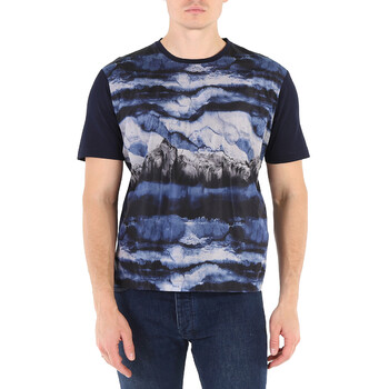 Emporio Armani Men's Abstract Print T-Shirt in Navy Blue