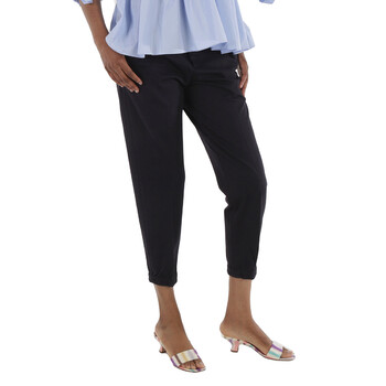 Navy Jersey Twill Elasticated Waist Trousers