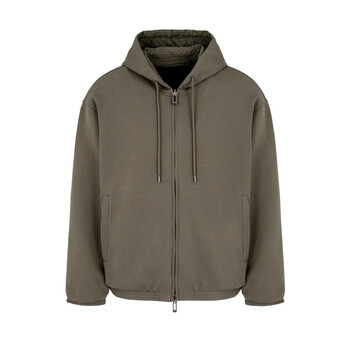 【EMPORIO ARMANI】 Men's Banding Hem Reversible Hood Zip-up Emporio Armani Reversible Zip-Up Cotton-Blend Hoodie, Size