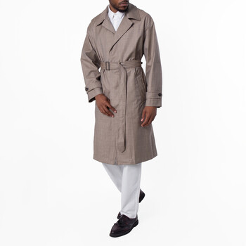 Balenciaga Men's Military Beige Belted Maxi Trench Coat, Size X