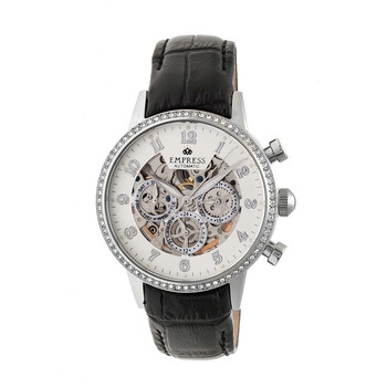 Beatrice Silver Skeleton Dial Black Leather Strap Ladies Watch EM2001 Beatrice Silver Skeleton Dial Black Leather Strap Ladies Watch EM2001