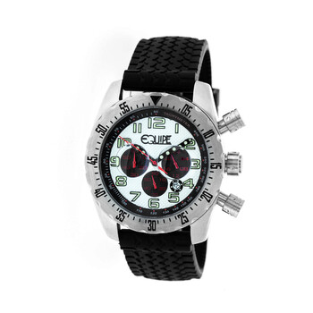 Headlight Chronograph White Dial Black Leather Men's Watch E601