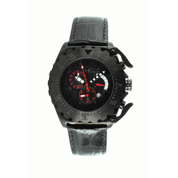 Paddle Black Dial Black Leather Men's Watch Q307
