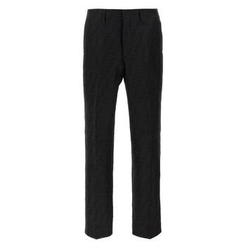 Black Linen FF Jacquard Pants FB1029-AU6Y-F0QA1