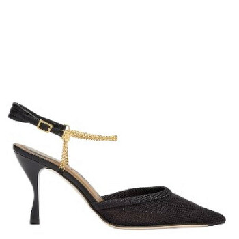 Outlet【FENDI】Colibri Lite ベルベット チェーン パンプス FENDI Colibrì Lite 85mm Chenille Slingback Pumps | Brown