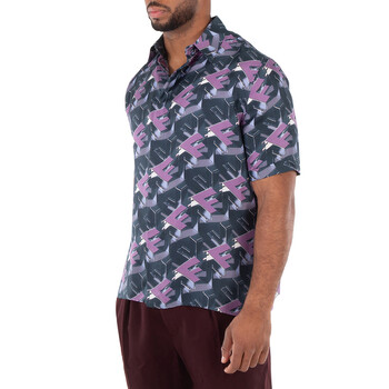 FF Motif Italian-Style Silk Shirt, Brand Size 40 (Neck Size 16")