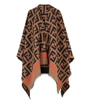 Fendi FF Motif Wool And Silk Poncho FXX636-A3Q1-F0QB8