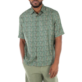 Burberry Men's Fish Scale-Print Applique Short Sleeve Shirt