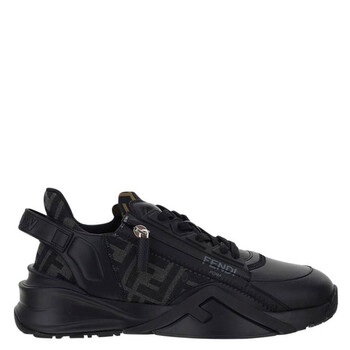 スニーカー FENDI Men Sneakers 7E1392AJZHF1DV5 Black Fendi Flow FF Motif Leather Low-Top Sneakers, Brand Size 6