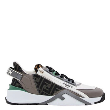 Fendi Flow FF Motif Leather Low-Top Sneakers, Brand Size 9