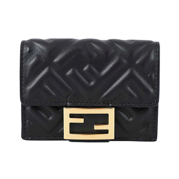 Fendi Ladies Black Nappa Leather Micro Trifold Wallet 8M0395-AAJD