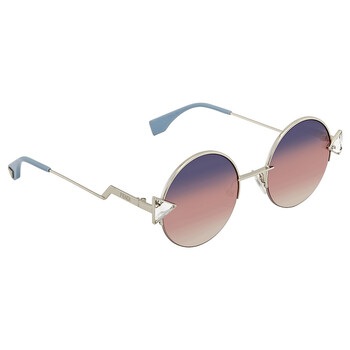 Fendi Round Gradient Sunglasses Silver Metal Arms FF0243/S Blue/Pink/Clear Fendi // Silver & Blue FF 0243/S SCBNE Round Sunglasses  main image 4