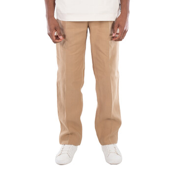 Burberry Camel Wool Linen Tailored Savile Trousers, Brand