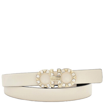 Ferragamo ホワイトレザーベルト 95cm Salvatore Ferragamo Leather Gancini Logo Belt White