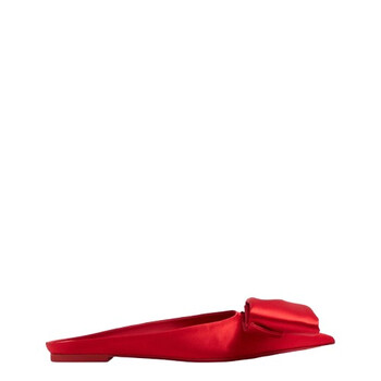 Asymmetric-Bow Satin Mules