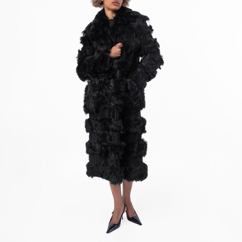 Black Shaved Shearling Coat, Brand Size 42 ( US Size 8 )