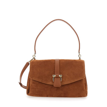 Brown Crossbody Bag With Adjustable And Removable Shoulder Strap And Gancini Plaque Closure In Suede Woman 21A471791207