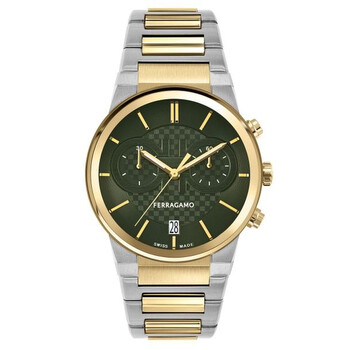 Ferragamo F-80 Chronograph Quartz Green Dial Men display picture 3