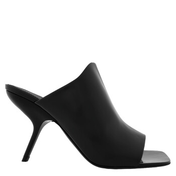 Ferragamo Black Nappa Open-Toe Slide Sandals, Size 4.5 D 01G519