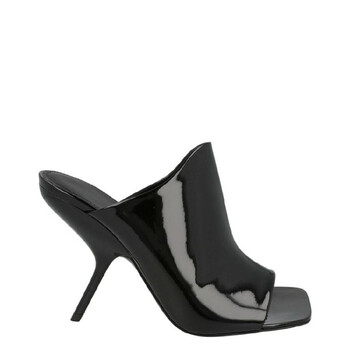 Ferragamo Black Nappa Open-Toe Slide Sandals, Size 4.5 D 01G519