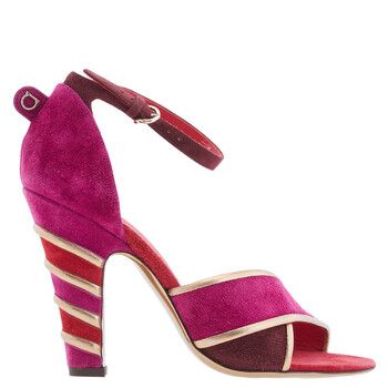 Ether Leather-Trimmed Suede Sandals, Size 7 D