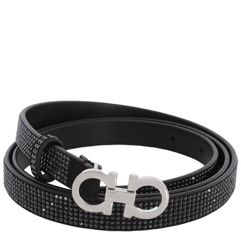【Ferragamo】 Gancini embellishedレザーベルト Gancini embellished leather belt in silver - Ferragamo