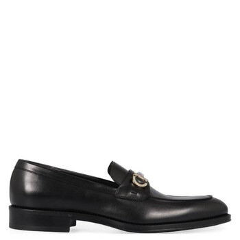 Ferragamo Men's Black Melbourne Gancini Ornament Moccasin, Size