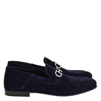 Ferragamo Gancini Embroidered Suede Loafers, Size 9 EE 023584