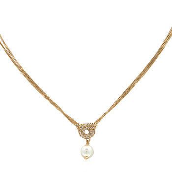 アクセサリーその他 FERRAGAMO Woman Jewel Gold 760782 776607 ORO PERLE Ferragamo Gancini Pearl Pendant Chain Necklace 760782 776607