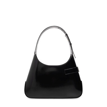 Gancini-Buckled Asymmetric Leather Shoulder Bag