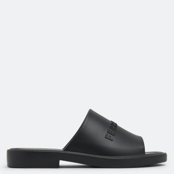Ferragamo Men's Blue Logo-Embossed Slip-On Sandals, Size 10 021678