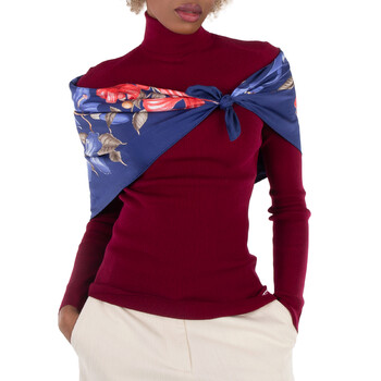 Hermes Ladies Blue Suite And Pursuit Embroidered Giant Scarf