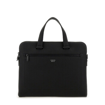 Ferragamo Salvatore Ferragamo Black Logo-Plaque Leather Briefcase