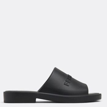 Ferragamo Men's Black Logo-Embossed Slip-On Sandals, Size 9