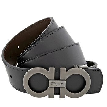 Ferragamo Reversible Leather Belt with Gunmetal Buckle, Size  display picture 2