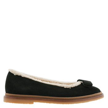 Varina Shearling-Lined Bow-Embellished Suede Ballet Flats 01D933 756700