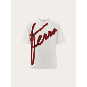 Ferragamo White Cotton Logo Sweater, Size L 122616_781268